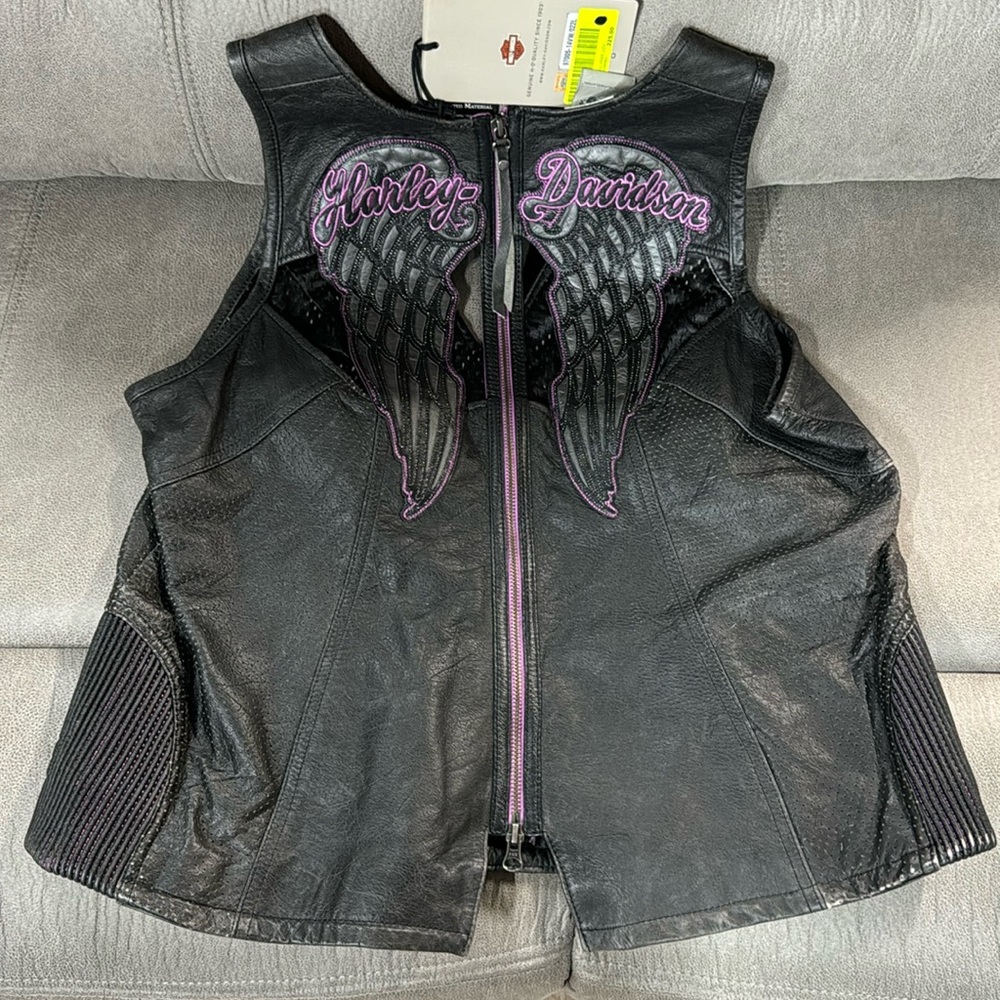 NWT Women’s Harley Davidson Night Angel Leather Vest